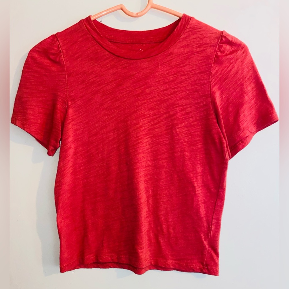 Aerie Coral Crop Top Tee Shirt Size Small